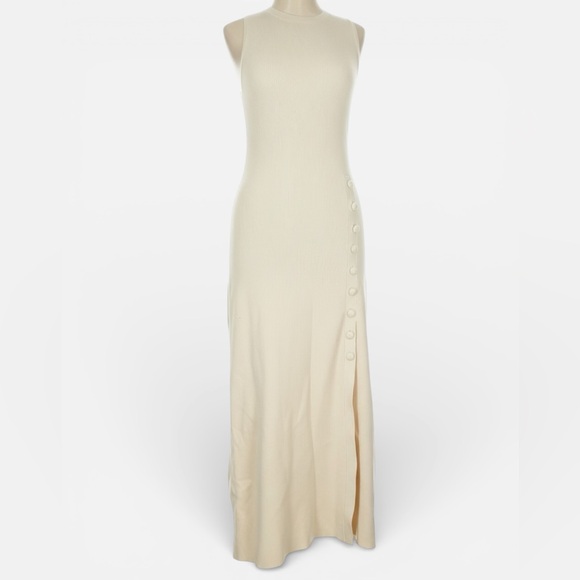 Sézane Harena Ribbed Knit Midi Sweater Dress in Cream - Picture 6 of 13